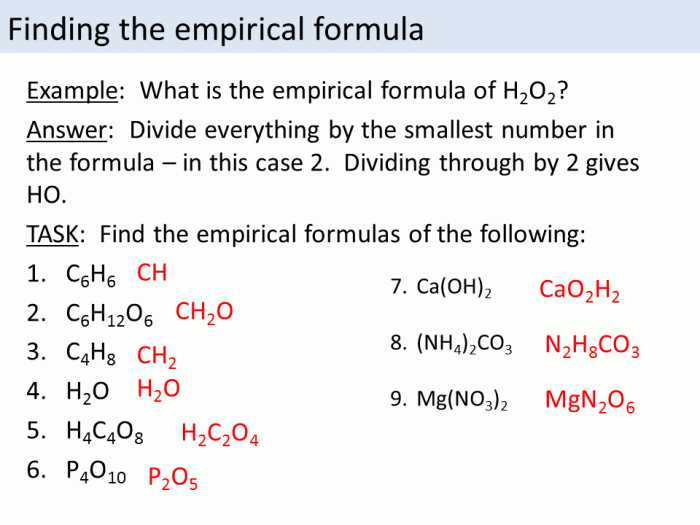 Empirical/molecular formula practice worksheet answers